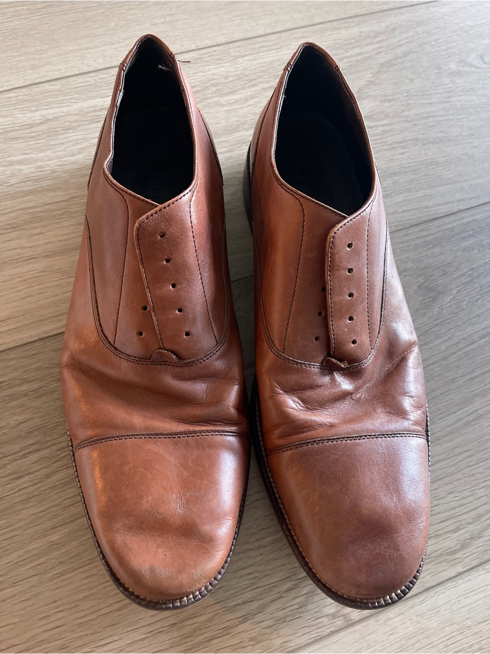 Cole Haan Men's Tan Leather Slip-On Dress Shoes